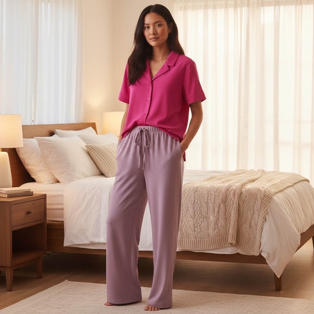 Eileen Fisher Pajama Set Women Sleep Pink Size M NWT